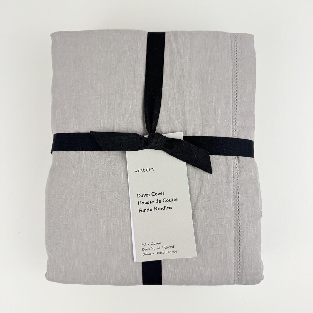 West Elm Signature Duvet Cover FULL / QUEEN TENCEL Linen Warm Gray Bedding New